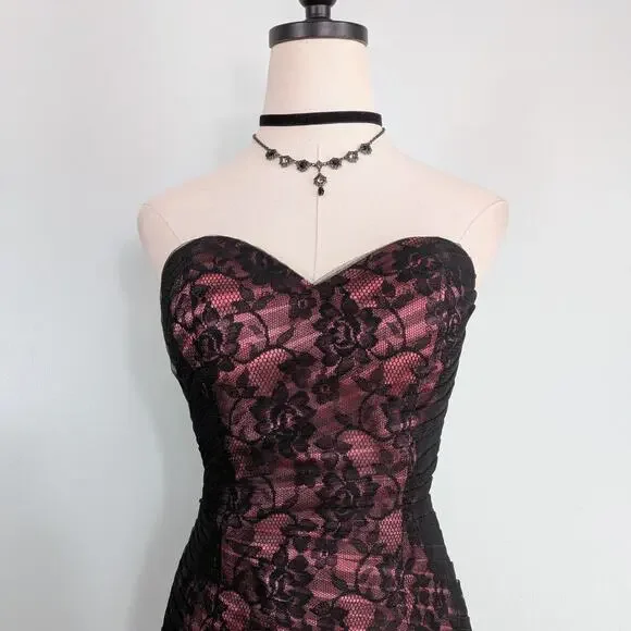 strapless open back dress Two Pieces Sleeveless Split Criss Cross Burgundy Prom Dress PG745 US8 / Custom Color main image 1